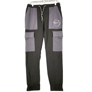 Rock Salt Mens Black Gray Cargo Joggers Waterproof Athletic Pants Medium